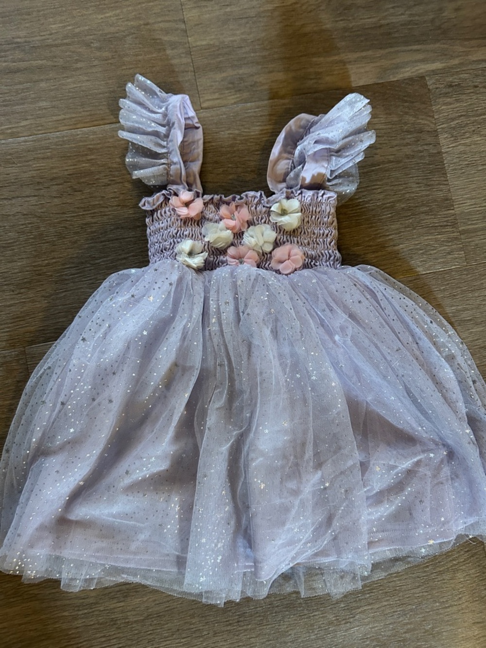 Girls Lavender Tulle Floral Party Dress